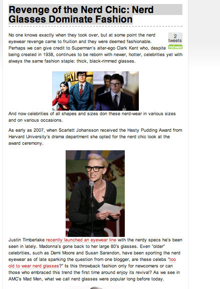 This eyeglass company hit the mark with its well-targeted blog post.