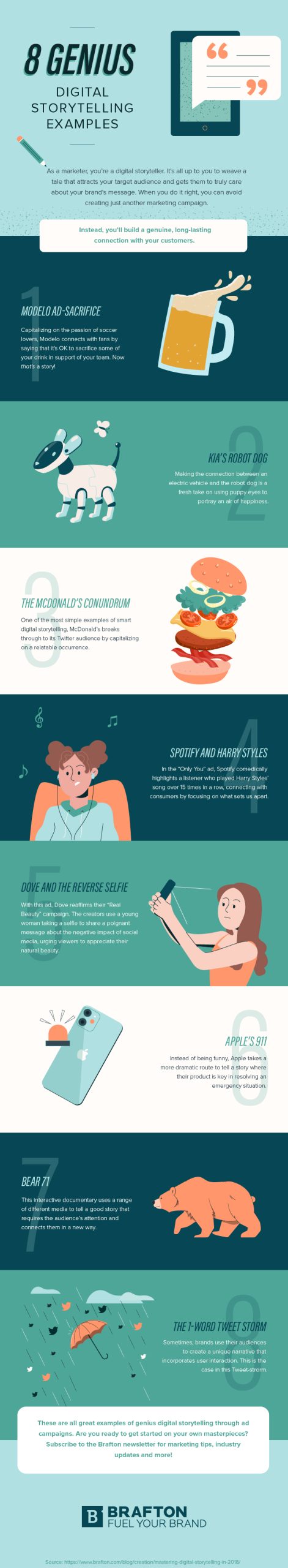 8 Genius Digital Storytelling Examples infographic