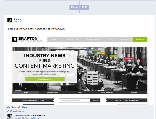 A Facebook Milestone dominates Timeline space and highlights special events or updates.