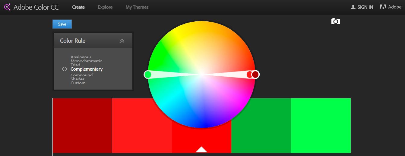 Adobe Color Wheel for complementary colors