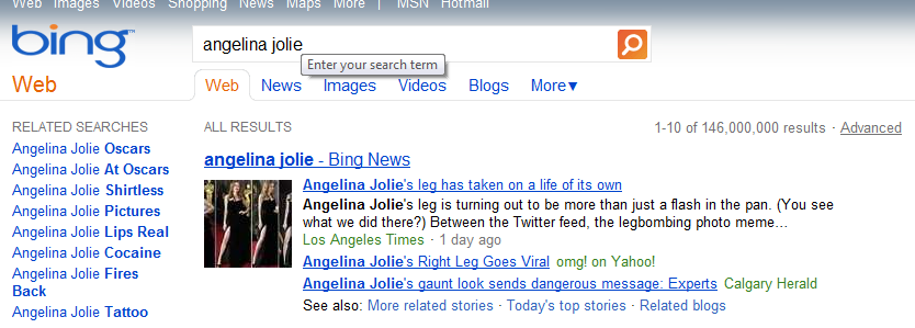 Bing search Angelina Jolie leg