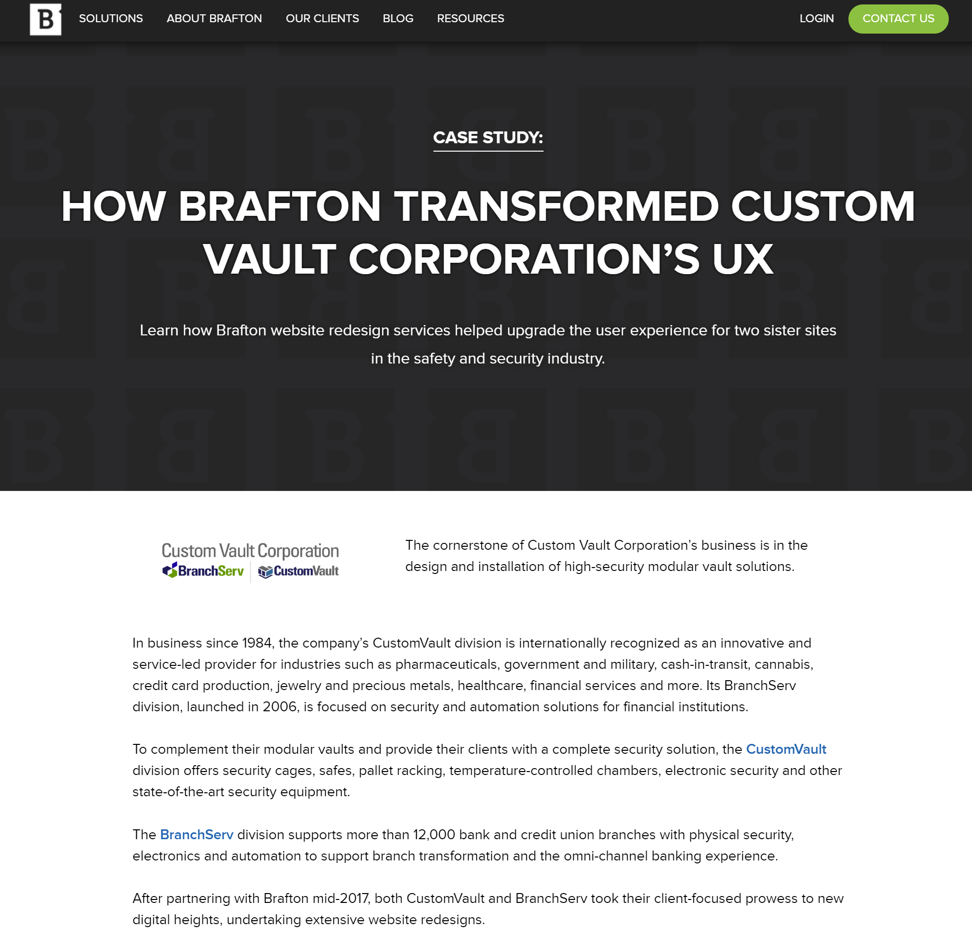 Example of a case study on Brafton's website