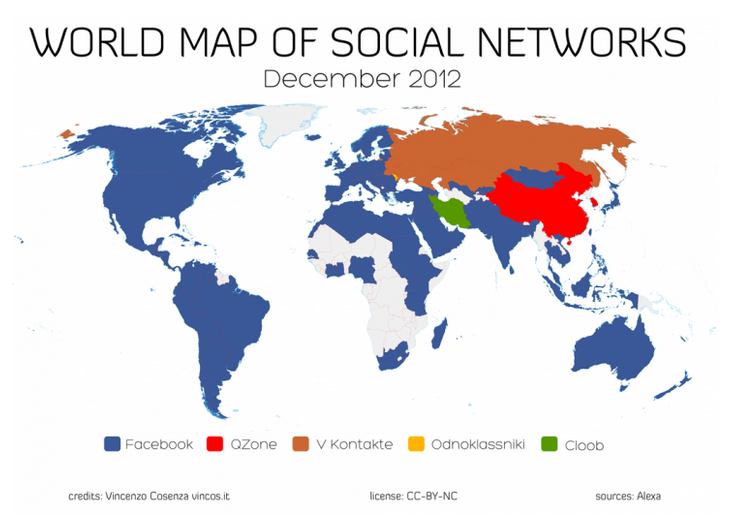 World Map of Social Networks - December 2012