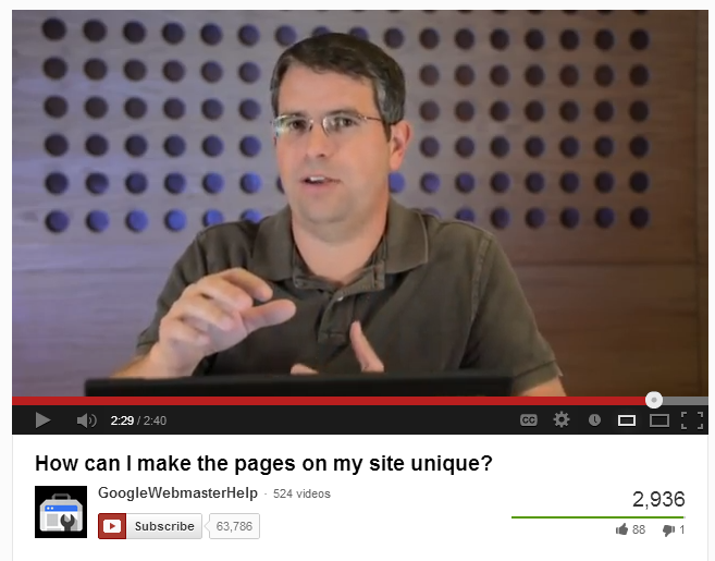 Want some love from Matt Cutts Create unique pages