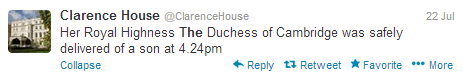 Tweets about the royal baby took off after this announcement from the Clarence House.