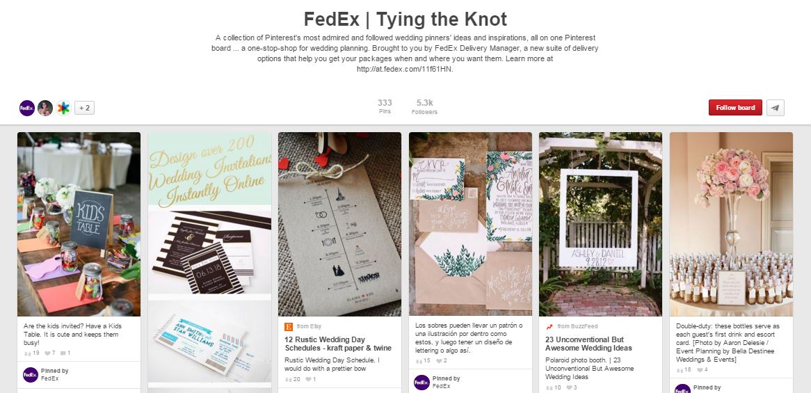 Fed Ex's tying the knot pinboard