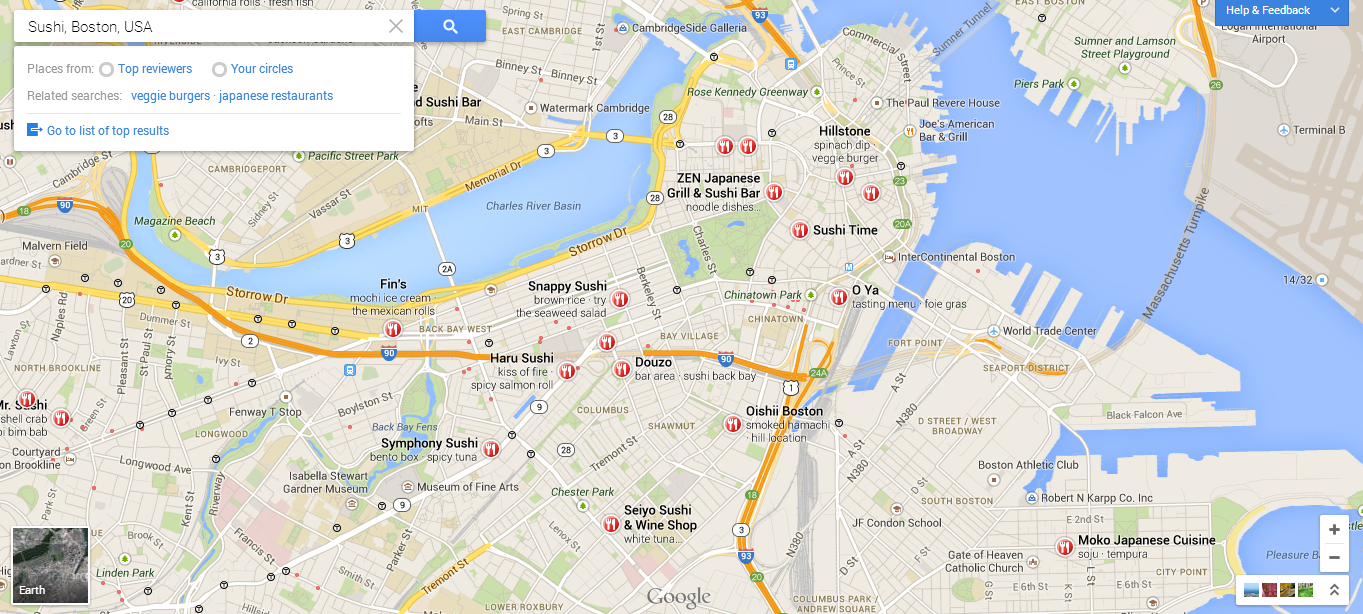 Google's new Maps App display business locations directly on the map rather than on the side.
