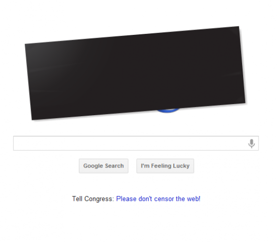 Google blacked out its logo on Google.com on Wednesday to demonstrate its opposition to SOPA and PIPA.