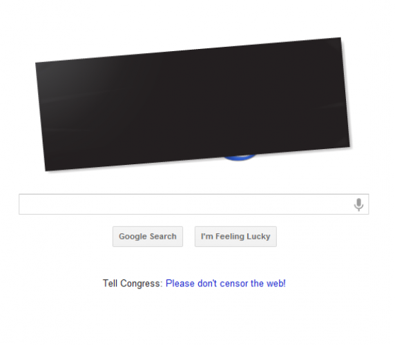 Google blacked out its logo on Google.com on Wednesday to demonstrate its opposition to SOPA and PIPA. Google blacked out its logo on Google.com on Wednesday to demonstrate its opposition to SOPA and PIPA.