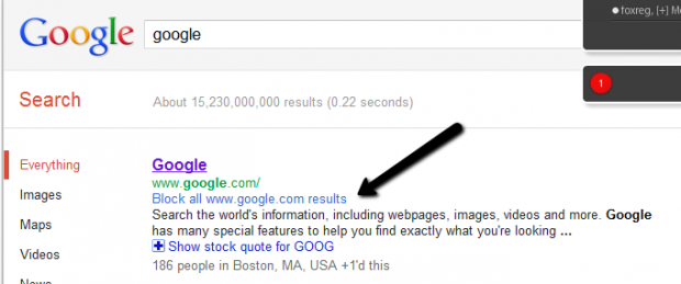 Google has implemented a new feature that will allow users to block results they bounce from.