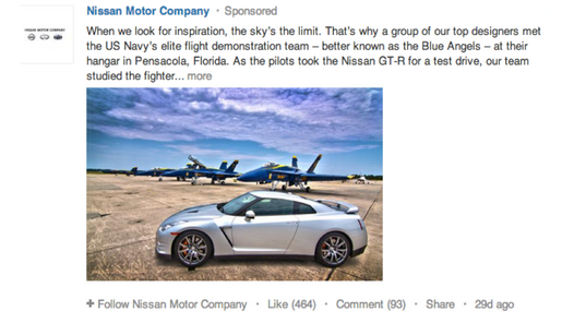 LinkedIn brings sponsored ads to users' news feeds.
