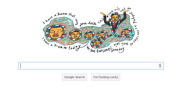 Google featured a customized logo as a tribute to Dr. Martin Luther King Jr. on Monday.