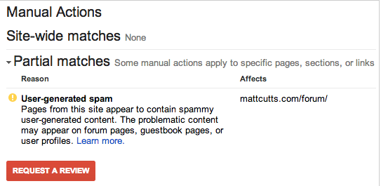 Google introduces Manual Webspam Actions to increase transparency around punished content.