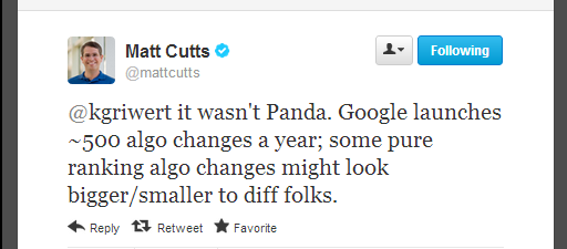 MattCuttsTweet - no Panda MattCuttsTweet - no Panda