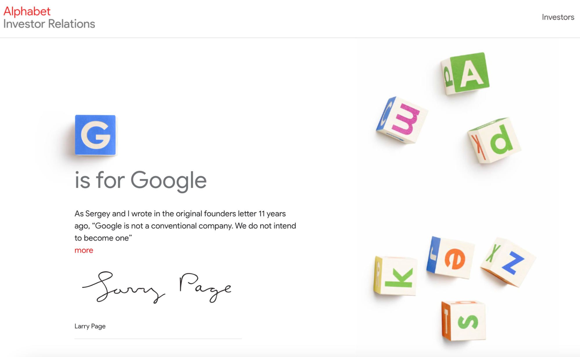 Multiple or single website screenshot example Google alphabet