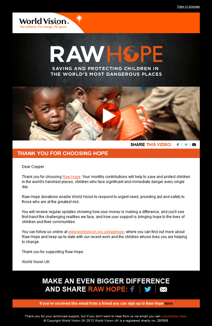 Nonprofit Email Examples to Inspire Your Supporters - Raw Hope