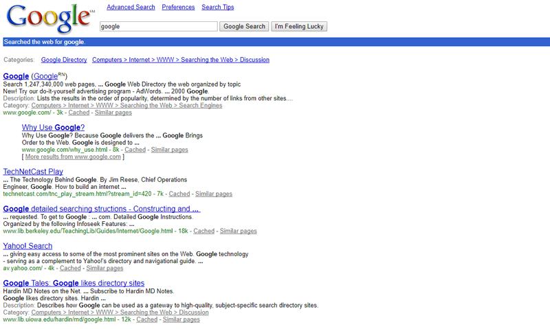SERP example with rich snippets