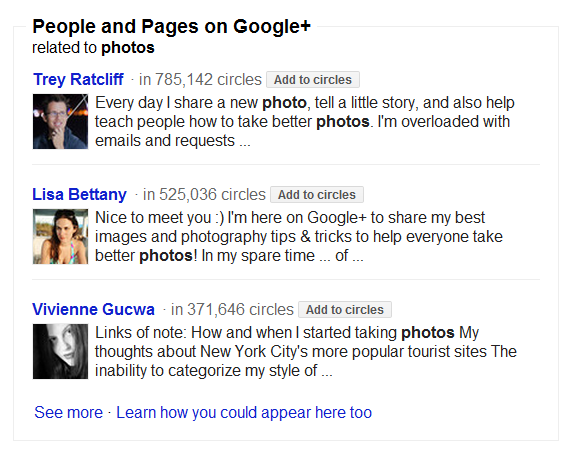 People and Pages is part of Google's new search feature which includes links to prominent Google+ profiles.
