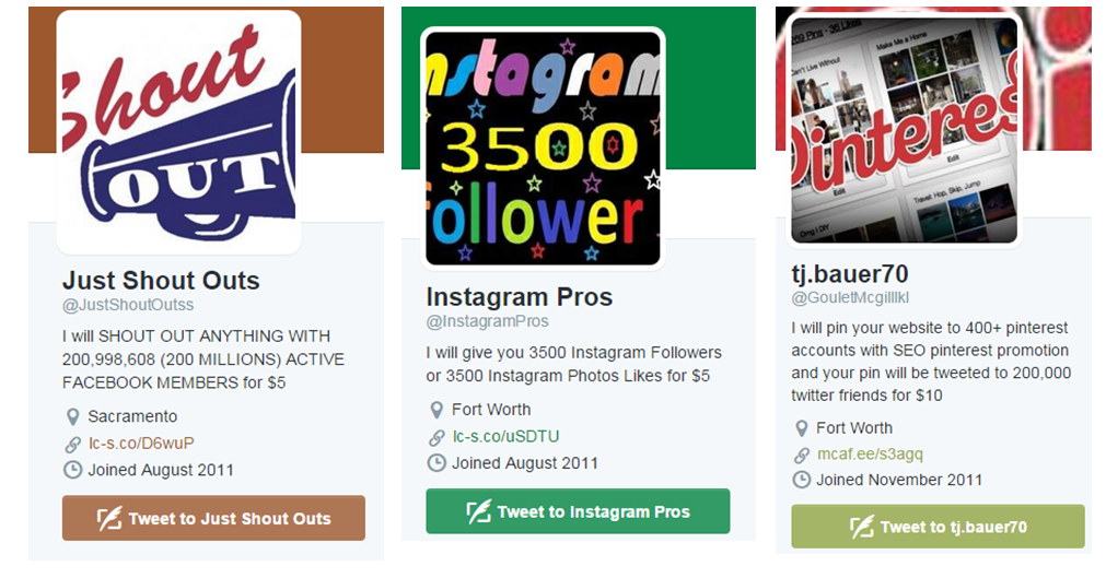 Spammy social sites