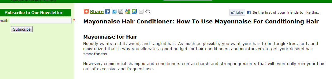 Health-oriented Site Content