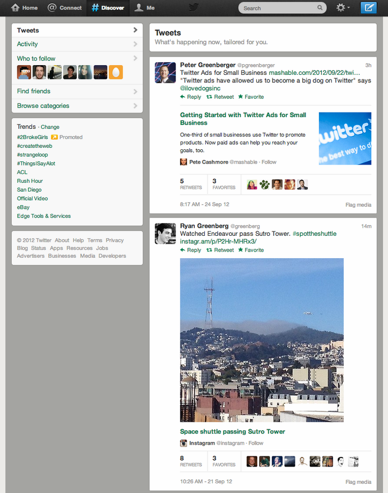 Twitter's new Discover tab will automatically expand relevant content.