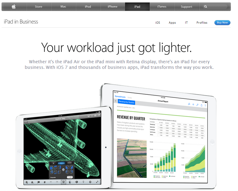 apple's website content is minimal, but effective.