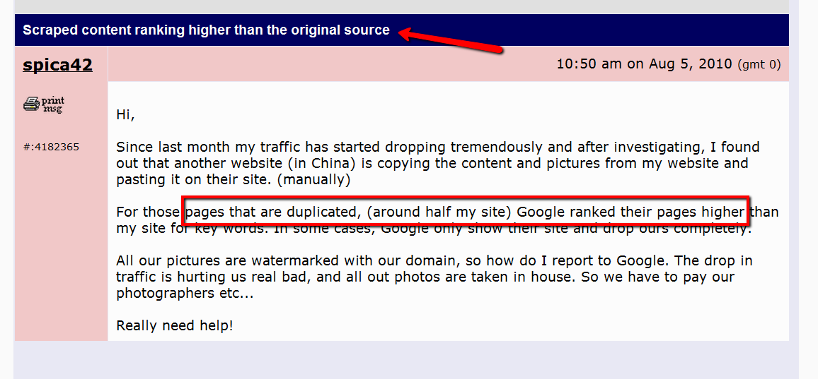 When your content is scraped, offenders may receive higher search rankings.