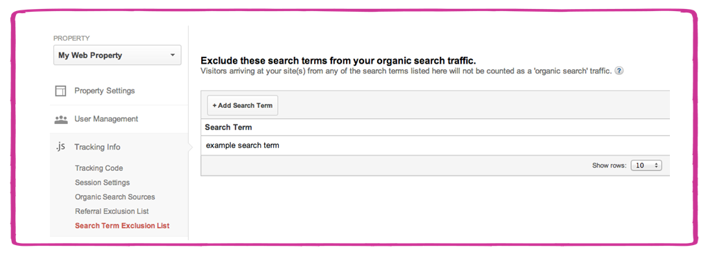 excluded search terms data