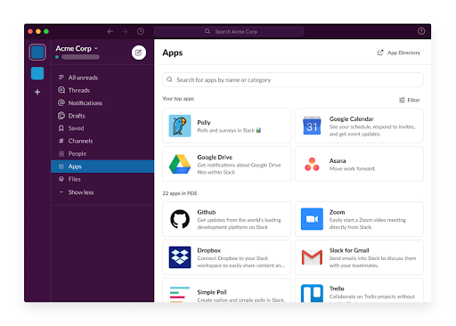 slack example - internal communications channel strategy 