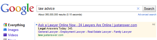 Google search ad