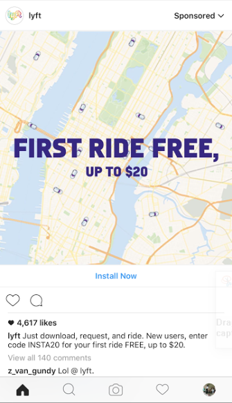 Lyft's targeted Instagram ad