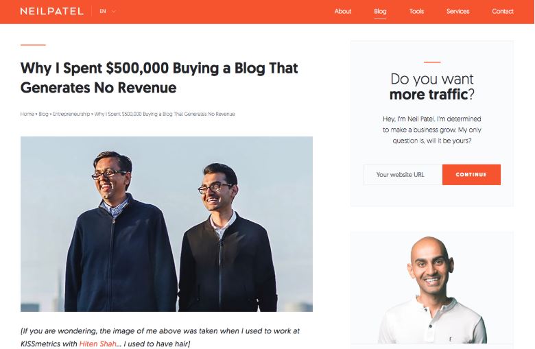 Neil Patel is among the best marketing blogs to follow.