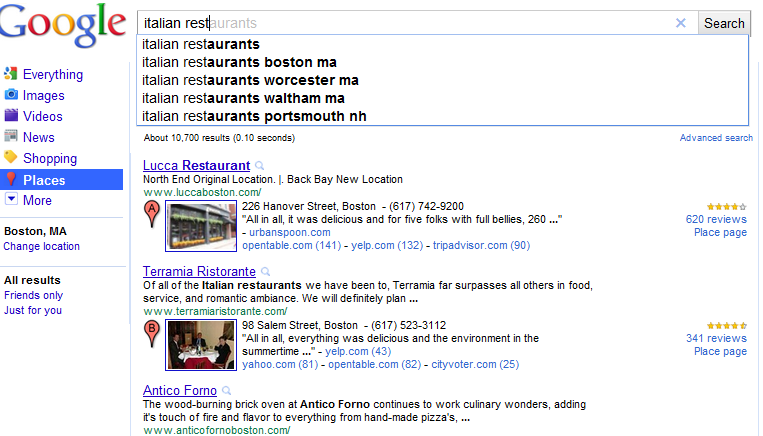 Google Instant for Places.