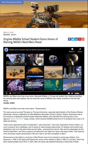 press release headline examples NASA