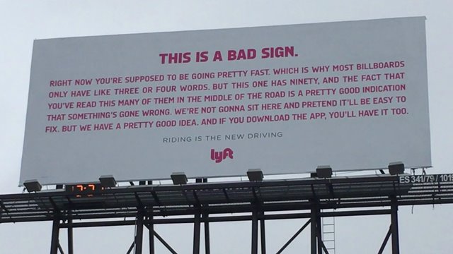 Lyft's highway billboards are surprisingly readble