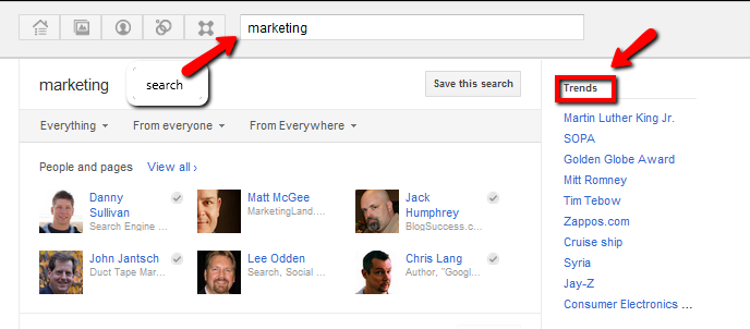 Google+ search