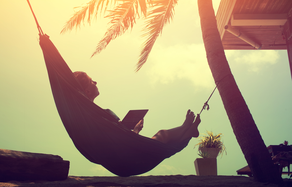 Vacationers still play on their iPads in the summertime.