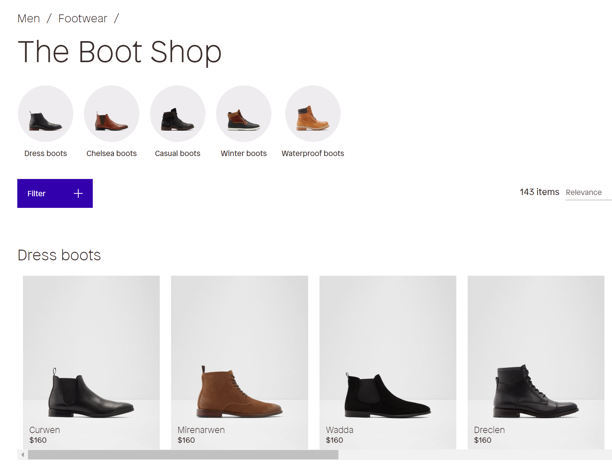 The Boot Shop on Aldo's website