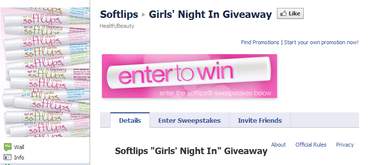 Softlips sponsors engaging Facebook contests.