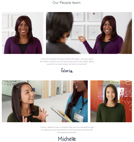 Going light on employee information turns Square's employee pages into a pitch for recruiting.