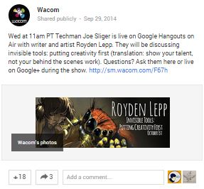 One of our favorite things about Wacom's G+? The awesome use of Hangouts!